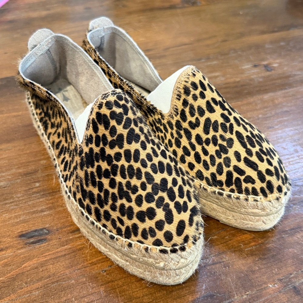 Manebi handmade Leopard Print Platform Espadrilles New in Box